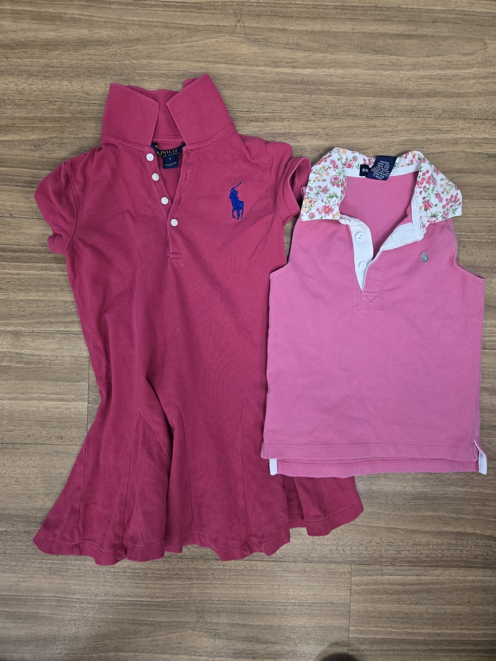 Ralph Lauren Girls' Dark Pink Polo Dress with  Sleeveless Polo Top Set Size 5